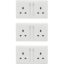 Trendiswitch White 2 Gang 13 Amp Switched Socket (3 Pack) 2 Gang