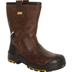 JCB Denstone Waterproof Rigger Boots Brown Size 10
