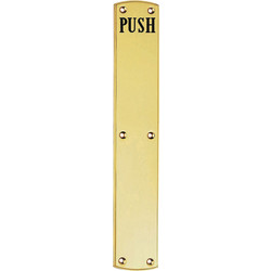 Engraved Push Plate Polished Brass