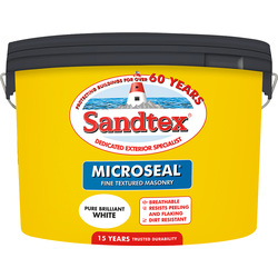 Sandtex Sandtex Fine Textured Masonry Paint 10L Pure Brilliant White - 28156 - from Toolstation