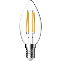 Energetic Lighting Energetic LED Filament Clear Candle Lamp 3.3W SES 470lm - 28733 - from Toolstation