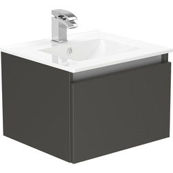Newland Single Drawer Wall Hung Vanity Unit With Basin Midnight Mist 500mm