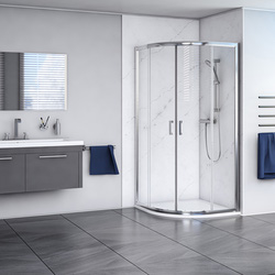 Aqualux Framed 6mm 2 Door Quadrant Shower Enclosure with Tray and Waste Kit 900x900mm