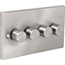 Click Deco / Click Deco Satin Chrome Dimmer Switch 4 Gang 2Way 400W