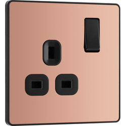 BG Evolve Polished Copper (Black Ins) Single Switched 13A Power Socket 