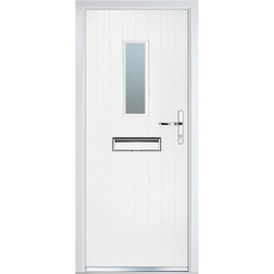 Crystal Composite Door Cottage Long Glass Left Hand 920mm x 2055mm Obscure Glass Glazing White