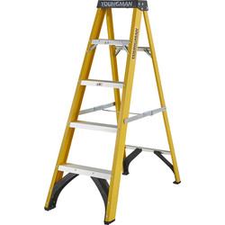 Youngman Youngman Fibreglass Swingback Step Ladder 5 Tread SWH 2.32m - 29107 - from Toolstation