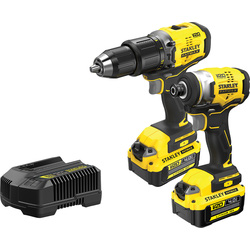 Stanley FatMax Stanley FatMax V20 18V Cordless Brushless Combi Drill & Impact Driver Twin Kit 2 x 4.0Ah - 29341 - from Toolstation