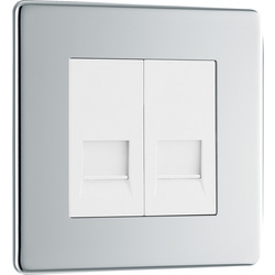 BG / BG Screwless Flat Plate Polished Chrome Telephone Socket Master 2 Gang