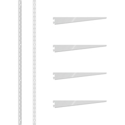 Rothley White Twin Slot Shelving Kit 1600mm Uprights (x2) & 320mm Brackets (x4)