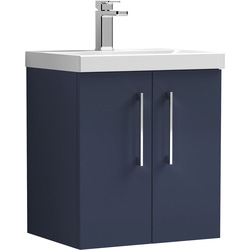 Nuie / nuie Arno Double Door Wall Hung Vanity Unit Midnight Blue 500mm With Slim Edge Basin