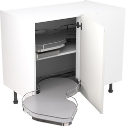 Kitchen Kit Ready Made J-Pull Kitchen Cabinet Pull Out Base Blind Corner Unit Super Gloss White 1000mm Left Hand
