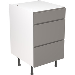 Kitchen Kit Flatpack J-Pull Kitchen Cabinet Base 3 Drawer Unit Ultra Matt Dust Grey 500mm