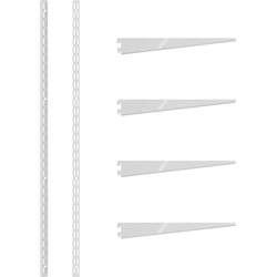 Rothley White Twin Slot Shelving Kit 1220mm Uprights (x2) & 320mm Brackets (x4)