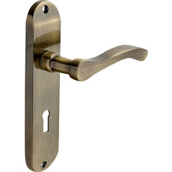 Designer Levers Capri Door Handles Lock Antique Brass - 30694 - from Toolstation
