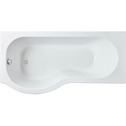 nuie P Shaped Shower Bath with Panel and Leg Set 1700mm Left Hand