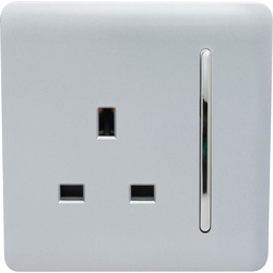 Trendiswitch Silver 1 Gang 13 Amp Switched Socket 1 Gang