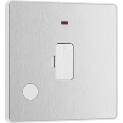 BG Evolve Brushed Steel (White Ins) Unswitched 13A Fused Connection Unit With Power Led Indicator, And Flex Outlet 