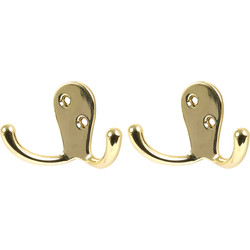 Robe Hook Double Brass - 31068 - from Toolstation
