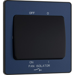 BG Evolve Matt Blue (Black Ins) Fan Isolator Switch, 10A Triple Pole 