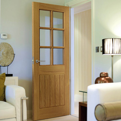 JB Kind / Thames 6 Light Oak Glazed Internal Door Pre-Finished 35 x 1981 x 838mm