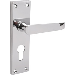 Unbranded Victorian Straight Door Handles Euro Lock Polished - 31244 - from Toolstation