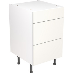 Kitchen Kit Ready Made Value Slab Kitchen Cabinet Base 3 Drawer Unit Standard Matt White 500mm