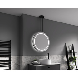 Sensio Ivy Round Hanging LED Bathroom Mirror CCT Black 600mm
