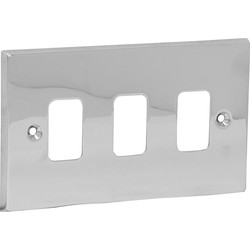 Axiom / Grid Front Plate Polished Chrome 3 Gang