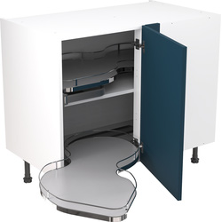 Kitchen Kit Flatpack Slab Kitchen Cabinet Pull Out Base Blind Corner Unit Ultra Matt Indigo Blue 1000mm Left Hand