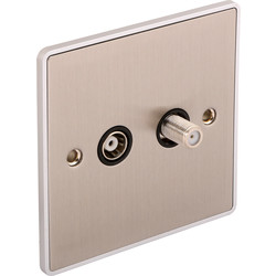 Urban Edge / Urban Edge Brushed Chrome TV/ Satellite Socket TV/Satellite 1 Gang