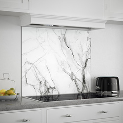 Splashback Carrara Marble Self-Adhesive Glass Splashback 900 x 750mm