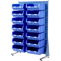 Barton Steel Louvre Panel Starter Stand with Blue Bins 1600 x 1000 x 500mm with 14 TC6 Blue Bins