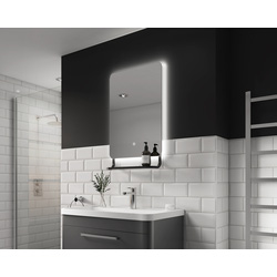 Sensio / Sensio Harbour LED Backlit Bathroom Mirror With Black Shelf CCT 790 x 500mm
