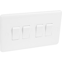 Wessex White 10A Switch 4 Gang 2 Way