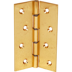 Double Steel Washered Hinge Pol. Brass 102mm