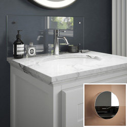 Splashback Clear Glass Bathroom Splashback with Chrome Caps 600 x 250mm