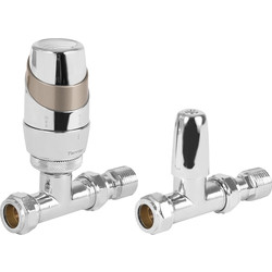 Pegler Decorative TRV and Lockshield Silver and Chrome Straight 15mm