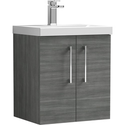 Nuie / nuie Arno Double Door Wall Hung Vanity Unit Anthracite 500mm With Slim Edge Basin