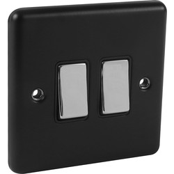 Wessex Electrical Wessex Matt Black Chrome Switch 2 Gang 2 Way - 34044 - from Toolstation
