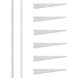 Rothley White Twin Slot Shelving Kit 1980mm Uprights (x2) & 270mm Brackets (x6)