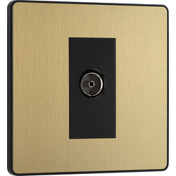 BG Evolve Brushed Brass (Black Ins) Single Socket For Tv Or Fm Co-Axial Aerial Connection 