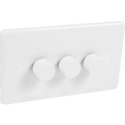 Wessex White LED Push Dimmer Switch 3 Gang 2 Way