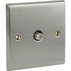 Axiom / Satin Chrome / Black TV / Satellite Socket Outlet Satellite Single