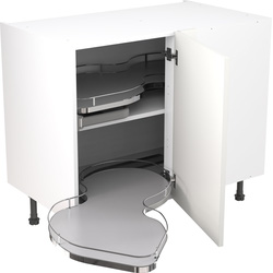 Kitchen Kit Ready Made Slab Kitchen Cabinet Pull Out Base Blind Corner Unit Ultra Matt White 1000mm Left Hand