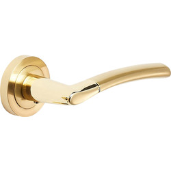 Augusta Dual Tone Lever on Rose Door Handles Brass - 34834 - from Toolstation
