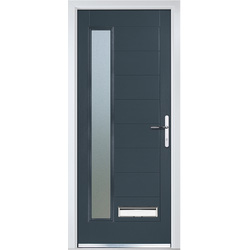 Crystal Composite Door Long Glass Left Hand 920mm x 2055mm Obscure Glass Glazing Anthracite Grey