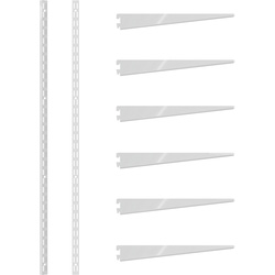 Rothley White Twin Slot Shelving Kit 1980mm Uprights (x2) & 320mm Brackets (x6)