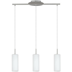 Eglo / Eglo Troy Satin Triple Pendant Ceiling Light Nickel & White Glass