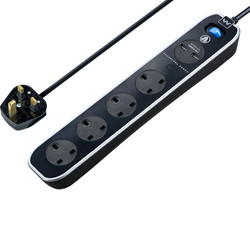 4 Socket Switched Extension Lead + 2 x 3.1A USB